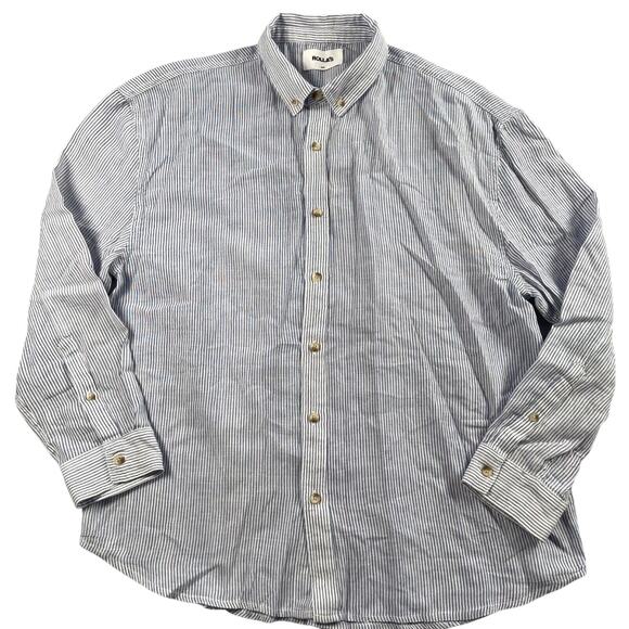 Rolla's Shirt Womens 10 Medium Blue Striped Slouchy Relaxed Button Down Cotton - Picture 2 of 16